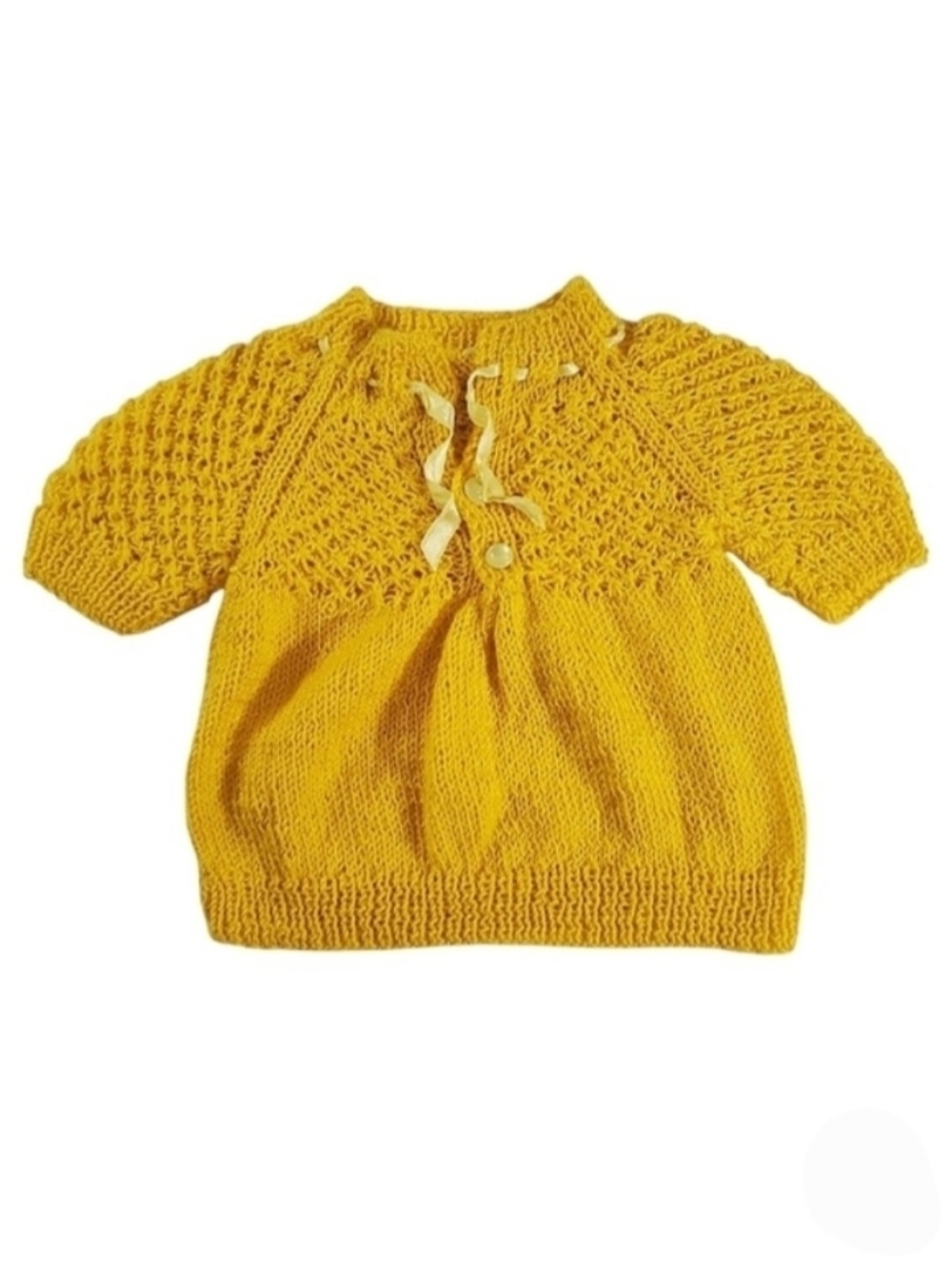 K1001 * Handmade Knit Baby Pullover Sweater Yellow Size Unknown